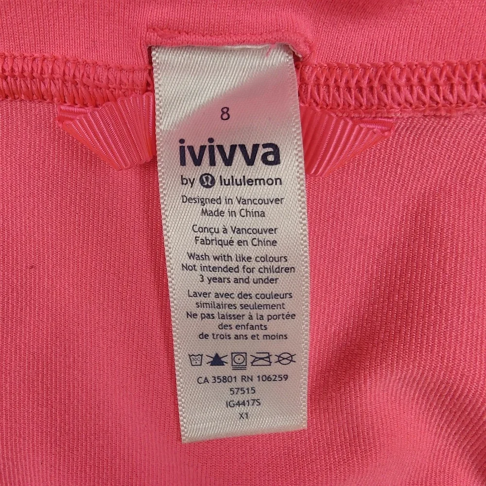 Ivivva Track Jacket Girls 8 Pink Colorblock Full Zip Thumbholes Lululemon